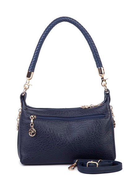 Nas Bag Womens Mini Shoulder and Crossbody Bag with Braided Strap - Navy Blue Victoria