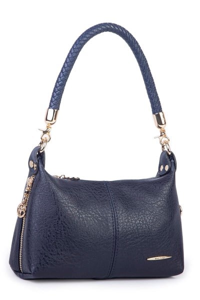 Nas Bag Womens Mini Shoulder and Crossbody Bag with Braided Strap - Navy Blue Victoria