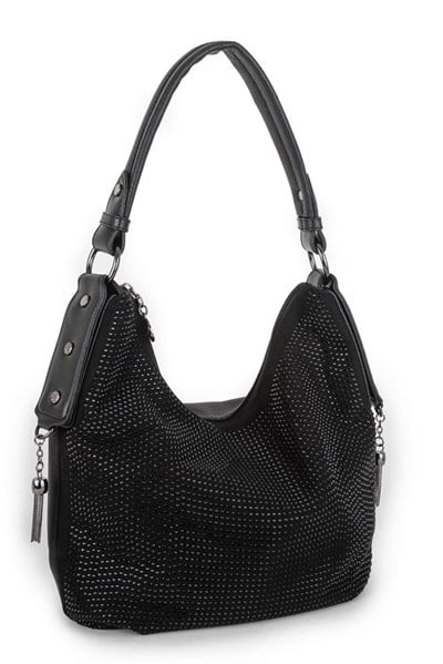 Nas Bag Womens Shoulder Bag with Stones - Black