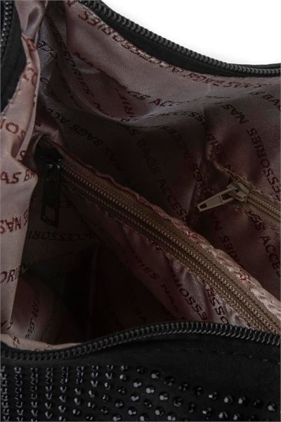 Nas Bag Womens Shoulder Bag with Stones - Black