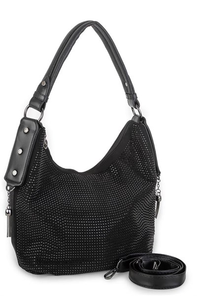 Nas Bag Womens Shoulder Bag with Stones - Black