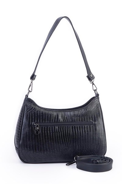 Nas Bag Womens Shoulder and Cross Baguette Bag - Black Laser (28x17 cm)
