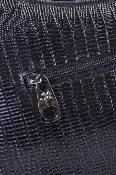 Nas Bag Womens Shoulder and Cross Baguette Bag - Black Laser (28x17 cm)