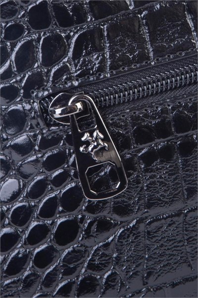 Nas Bag Womens Shoulder and Cross Baguette Bag - Black Crocodile (28x17 cm)