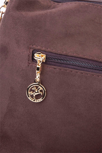 Nas Bag Kadın Şık Örgülü Askılı Omuz ve Çapraz Çanta Kahve Süet