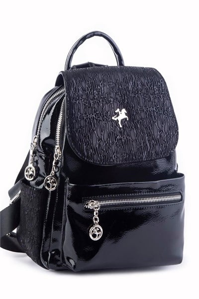 Nas Bag Womens Backpack Double Compartment Sports Bag (23x26x14 cm) - Black Krsk