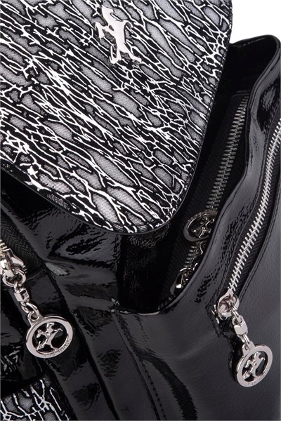 Nas Bag Womens Backpack Double Compartment Sports Bag (23x26x14 cm) - Black Krsk Patent Leather
