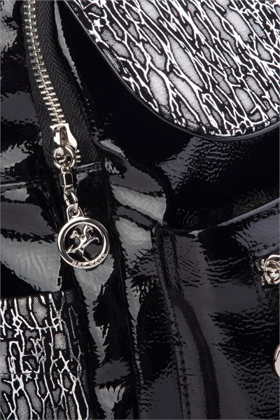 Nas Bag Womens Backpack Double Compartment Sports Bag (23x26x14 cm) - Black Krsk Patent Leather