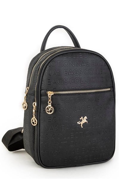 Nas Bag Women’s Embossed Backpack - Black