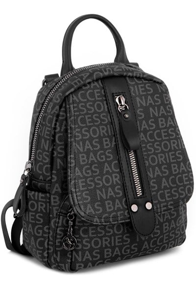 Nas Bag Women’s Convertible Backpack and Shoulder Bag - Black Printed