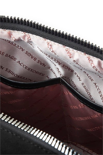 Nas Bag Women’s Sparkly Zippered Elegant Shoulder Bag with Adjustable Strap - Black Glitter