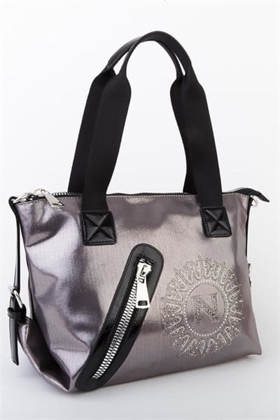 Nas Bag Women’s Sparkly Zippered Elegant Shoulder Bag with Adjustable Strap - Gray Glitter