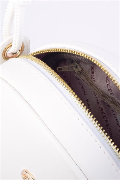 Nas Bag Women’s Round Oval Summer Fashion Bag with Leather - White