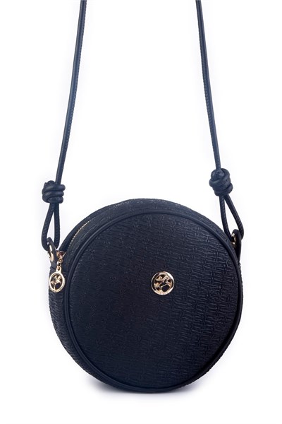 Nas Bag Women’s Round Oval Summer Fashion Straw-Look Leather Bag - Black