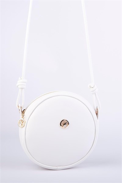 Nas Bag Women’s Round Oval Summer Fashion Bag with Leather - White