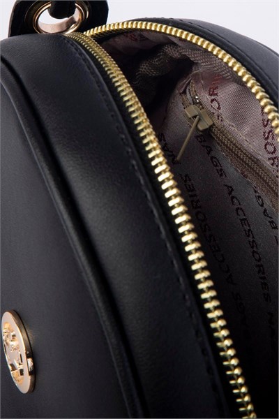 Nas Bag Women’s Round Oval Summer Fashion Bag with Leather - Black