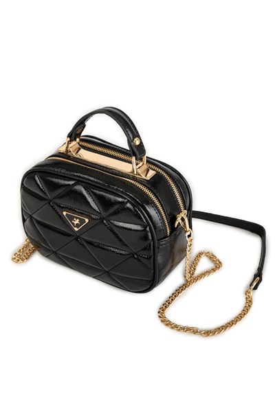 Nas Bag Women’s Patent Leather Chain Crossbody Bag - Black