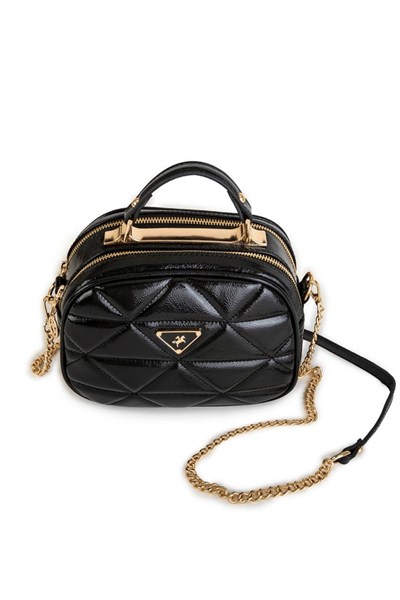 Nas Bag Women’s Patent Leather Chain Crossbody Bag - Black