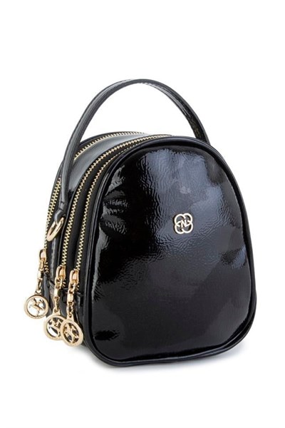 Nas Bag Mini Women’s Crossbody Bag - Black Wrinkled Patent
