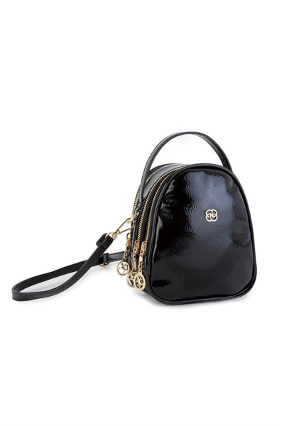 Nas Bag Mini Women’s Crossbody Bag - Black Wrinkled Patent