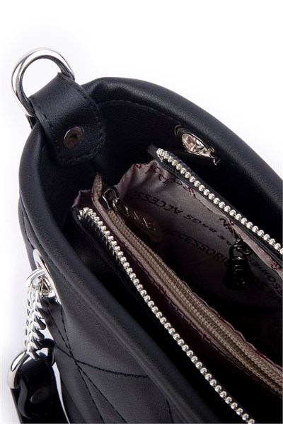 Nas Bag Mini Women’s Quilted Chain Hand and Crossbody Bag - Black