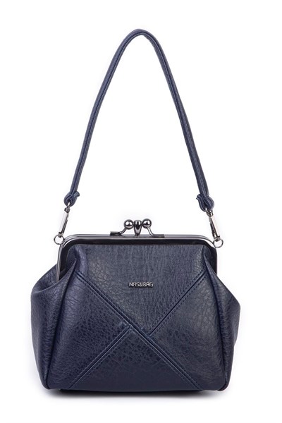 Nas Bag Mini Vintage Women’s Purse-Frame Clasp Shoulder & Crossbody Bag - Navy, Victoria (20 × 17 cm)