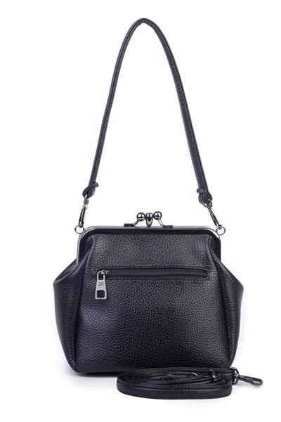 Nas Bag Mini Vintage Women’s Purse-Frame Clasp Shoulder & Crossbody Bag - Black, Lopez (20 × 17 cm)