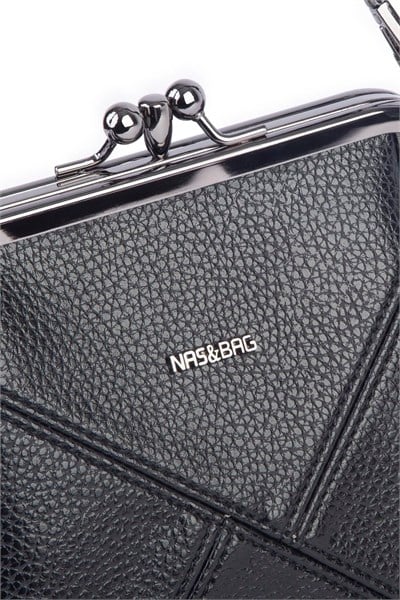 Nas Bag Mini Vintage Women’s Purse-Frame Clasp Shoulder & Crossbody Bag - Black, Lopez (20 × 17 cm)