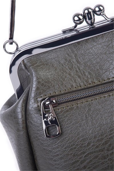 Nas Bag Mini Vintage Women’s Purse-Frame Clasp Shoulder & Crossbody Bag - Khaki, Victoria (20 × 17 cm)