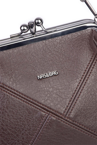 Nas Bag Mini Vintage Women’s Purse-Frame Clasp Shoulder & Crossbody Bag - Brown, Victoria (20 × 17 cm)