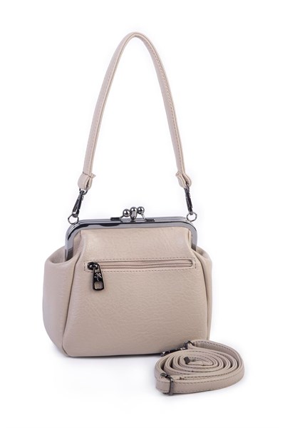 Nas Bag Mini Vintage Women’s Purse-Frame Clasp Shoulder & Crossbody Bag - Sand, Victoria (20 × 17 cm)