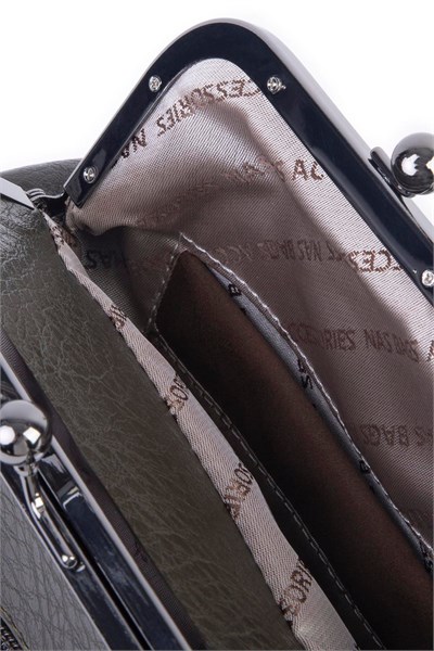 Nas Bag Mini Vintage Women’s Purse-Frame Clasp Shoulder & Crossbody Bag - Khaki, Victoria (20 × 17 cm)
