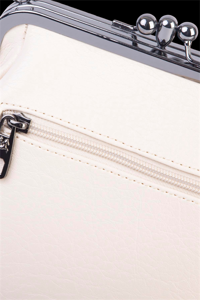 Nas Bag Mini Vintage Women’s Purse-Frame Clasp Shoulder & Crossbody Bag - Cream, Victoria (20 × 17 cm)