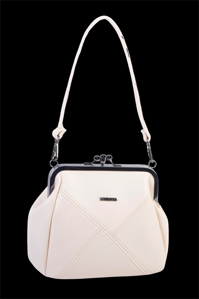 Nas Bag Mini Vintage Women’s Purse-Frame Clasp Shoulder & Crossbody Bag - Cream, Victoria (20 × 17 cm)