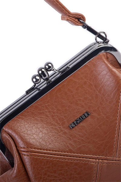 Nas Bag Mini Vintage Women’s Purse-Frame Clasp Shoulder & Crossbody Bag - Tan, Victoria (20 × 17 cm)