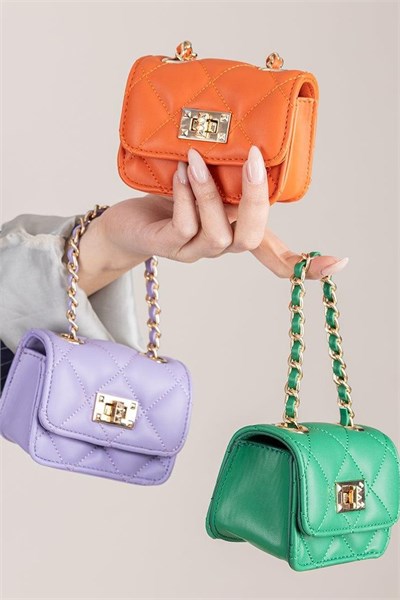 Nas Bag Original Mini Hand and Wallet Bag Quilted with Chain Detail - Lilac