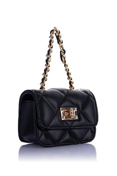 Nas Bag Original Mini Hand and Wallet Bag Quilted with Chain Detail - Black