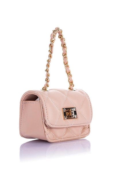 Nas Bag Original Mini Hand and Wallet Bag Quilted with Chain Detail - Powder Pink