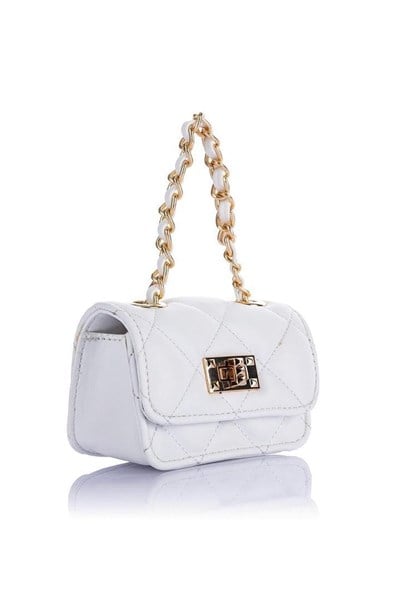 Nas Bag Original Mini Hand and Wallet Bag Quilted with Chain Detail - White