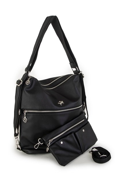 Nas Bag Convertible Backpack and Shoulder Bag - Black