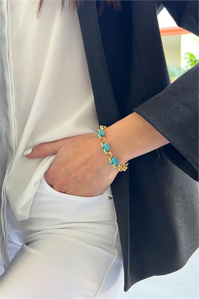 Nazar Bead Detail Gold Hoop Bracelet