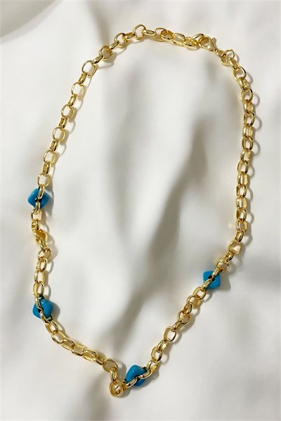 Nazar Bead Detail Gold Hoop Necklace