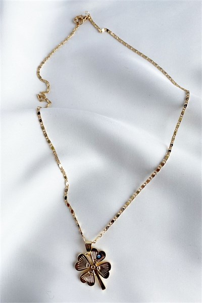 Nazar Bead Detail Yoca Gold Necklace