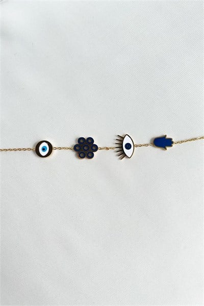 Nazar Bead Gold Color Stainless Steel Bracelet