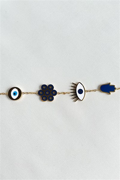 Nazar Bead Gold Color Stainless Steel Bracelet