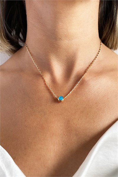 Nazar Bead Minimal Gold Necklace