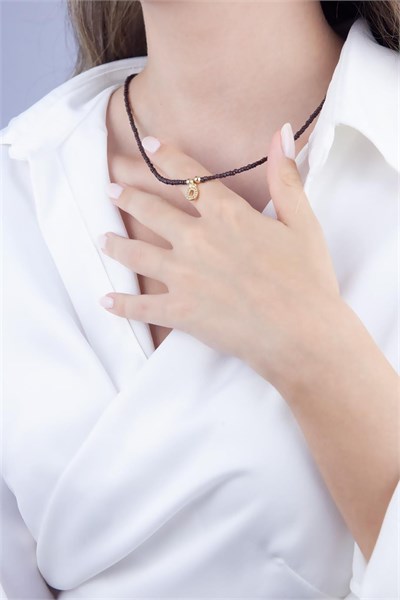 Ö Letter Brown Bead Design Necklace