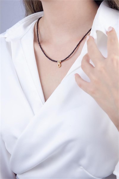 Ö Letter Brown Bead Design Necklace