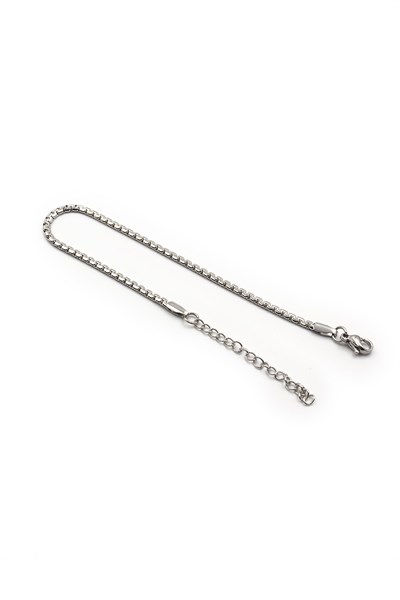 Men’s Special-Cut Stainless Steel Chain Bracelet - Silver-Tone, 2 mm, Slim Modern Design