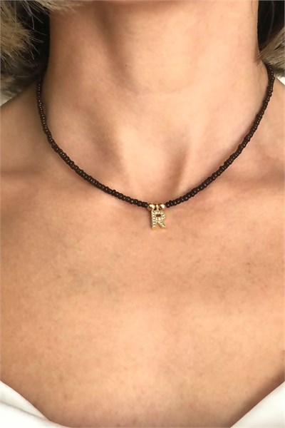 R Letter Bead Necklace